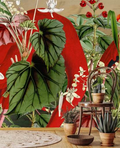 fondo de pantalla de flamencos rojos en la selva verde frondosa