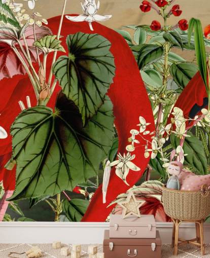 fondo de pantalla de flamencos rojos en la selva verde frondosa