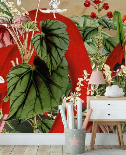 rote Flamingos im grünen grünen Dschungel Tapete rote Flamingos im grünen grünen Dschungel Tapete