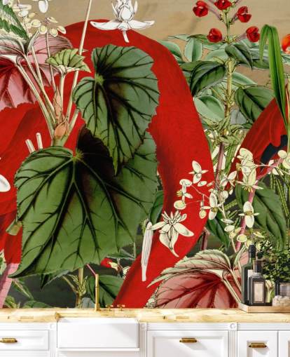 red flamingos in leafy green jungle wallpaper red flamingos in leafy green jungle wallpaper