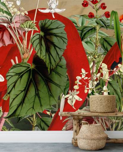 rode flamingo's in groen groen junglebehang rode flamingo's in groen groen junglebehang