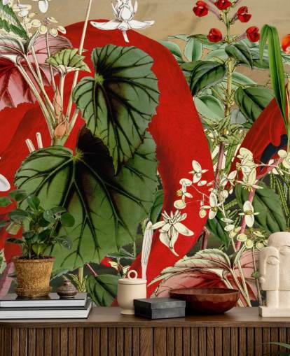 fondo de pantalla de flamencos rojos en la selva verde frondosa