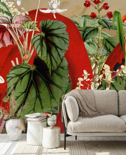 fondo de pantalla de flamencos rojos en la selva verde frondosa