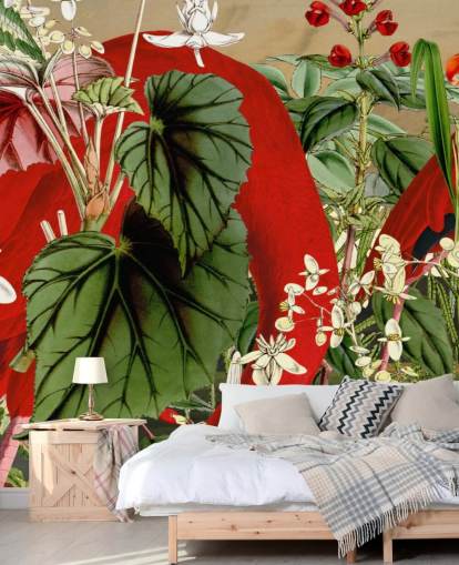 rode flamingo's in groen groen junglebehang rode flamingo's in groen groen junglebehang