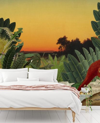 bird and tropical landscape wallpaper