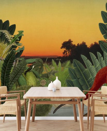 bird and tropical landscape wallpaper