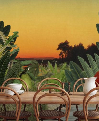 carta da parati uccello e paesaggio tropicale