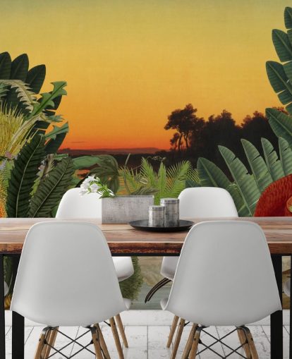 papier peint oiseaux et paysages tropicaux