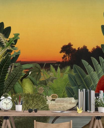 bird and tropical landscape wallpaper