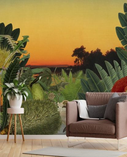 papier peint oiseaux et paysages tropicaux