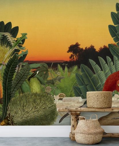 papier peint oiseaux et paysages tropicaux