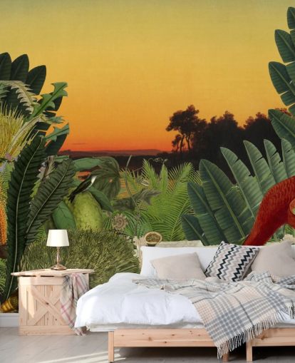 bird and tropical landscape wallpaper