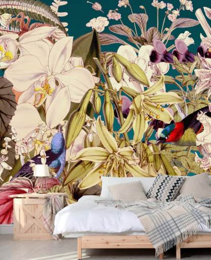 papier peint oiseaux tropicaux et fleurs papier peint oiseaux tropicaux et fleurs