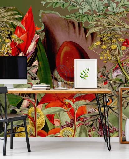 papier peint plantes tropicales et graines