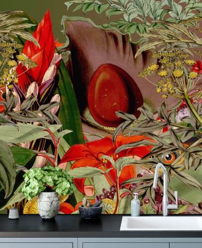 papier peint plantes tropicales et graines