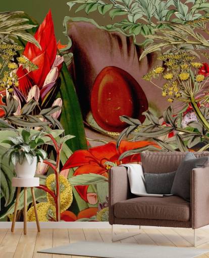tropische planten en zaadbehang