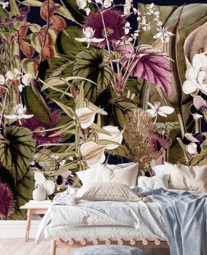 green and purple botanical wallpaper green and purple botanical wallpaper