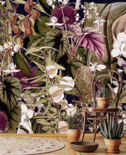 grüne und lila botanische Tapete grüne und lila botanische Tapete