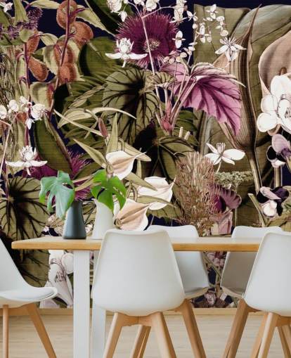 papier peint botanique vert et violet