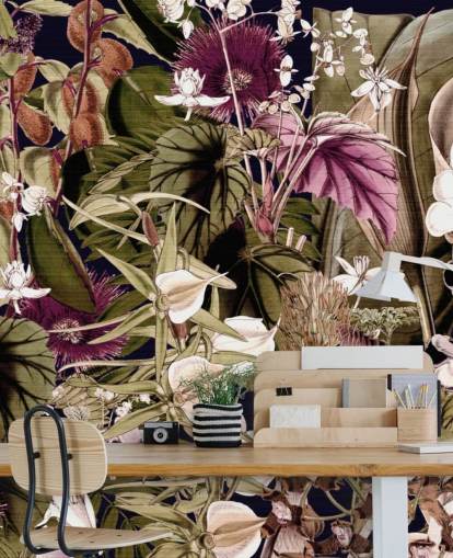 papier peint botanique vert et violet