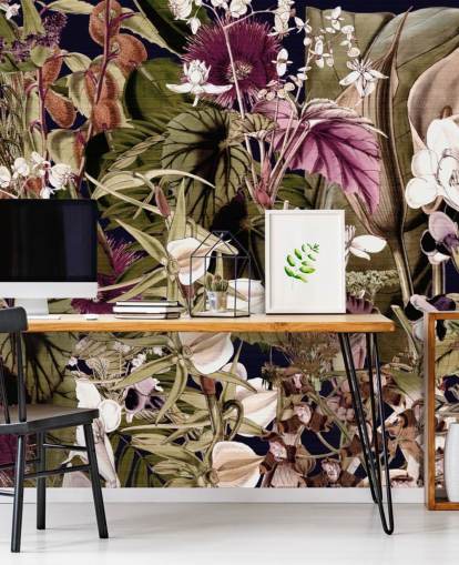 papier peint botanique vert et violet papier peint botanique vert et violet