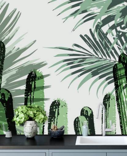 cacti graffiti wallpaper