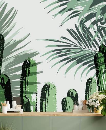 papier peint cactus graffiti