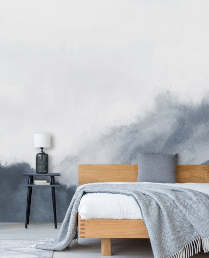 misty mountains in gray watercolor wallpaper