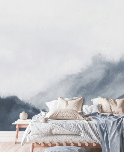 montañas brumosas en papel pintado de acuarela gris montañas brumosas en papel pintado de acuarela gris