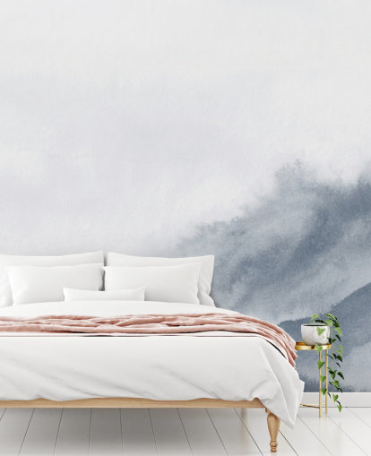 misty mountains in gray watercolor wallpaper