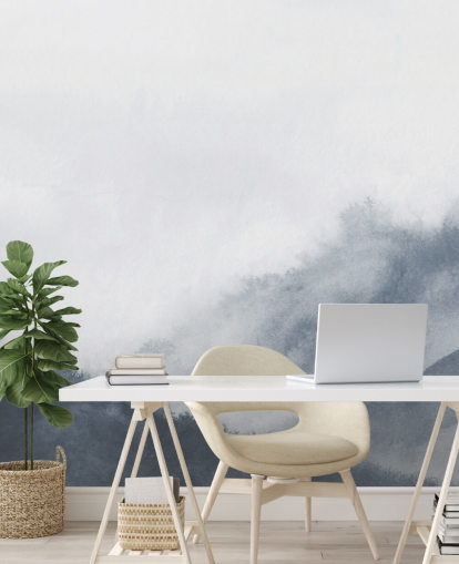 misty mountains in gray watercolor wallpaper