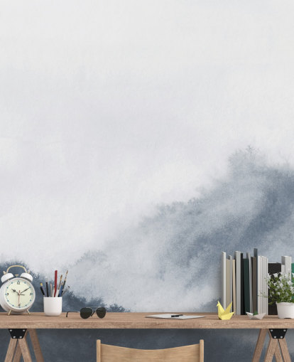 misty mountains in gray watercolor wallpaper