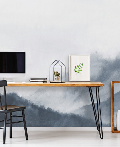 misty mountains in gray watercolor wallpaper