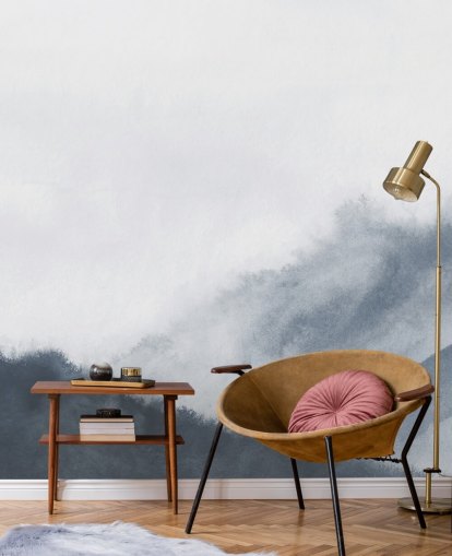 misty mountains in gray watercolor wallpaper