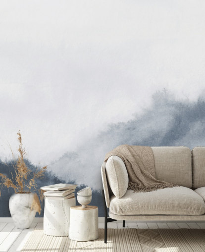 misty mountains in gray watercolor wallpaper