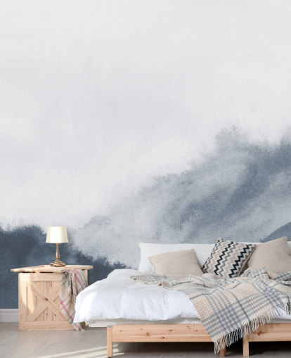 misty mountains in gray watercolor wallpaper