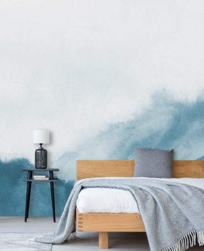 misty mountains in teal watercolour wallpaper misty mountains in teal watercolour wallpaper