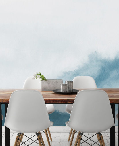 misty mountains in teal watercolor wallpaper