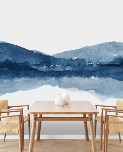 blauw en wit abstract berg- en meerbehang blauw en wit abstract berg- en meerbehang
