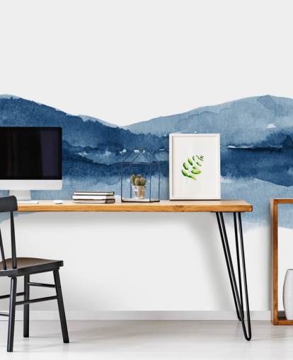 blauw en wit abstract berg- en meerbehang blauw en wit abstract berg- en meerbehang
