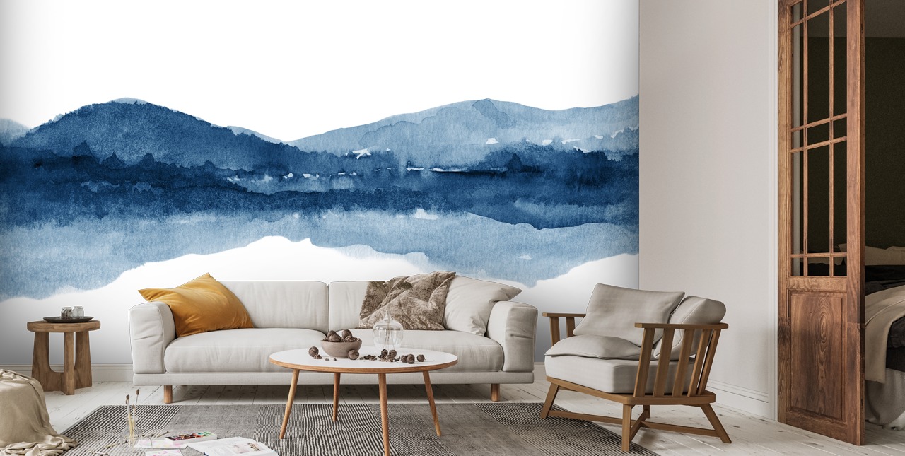 Landscape in Navy Wall Mural Wallsauce CA