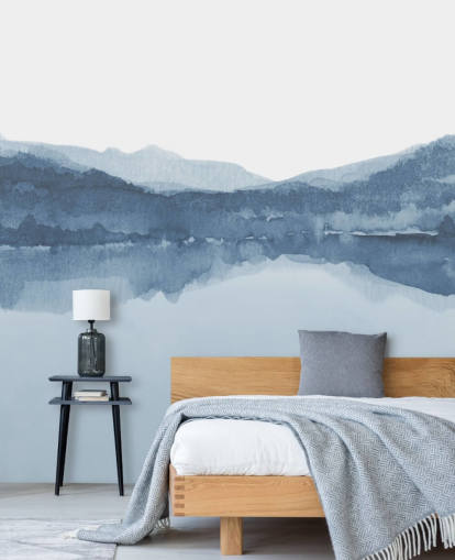 papel de parede azul de lago e montanhas