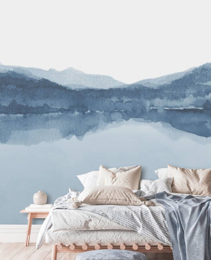 blaue See- und Bergetapete blaue See- und Bergetapete