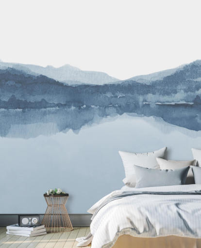 blaue See- und Bergetapete