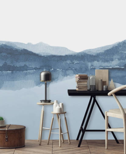 papel de parede azul de lago e montanhas