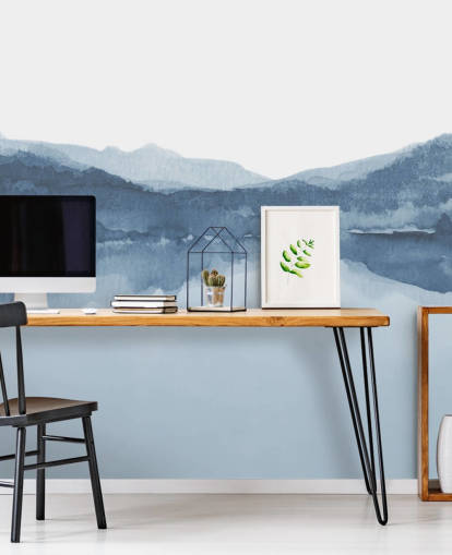 papel de parede azul de lago e montanhas