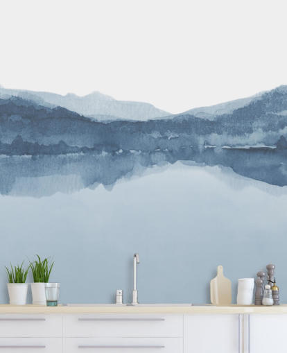 papel de parede azul de lago e montanhas