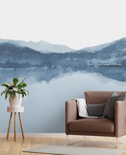 papel de parede azul de lago e montanhas