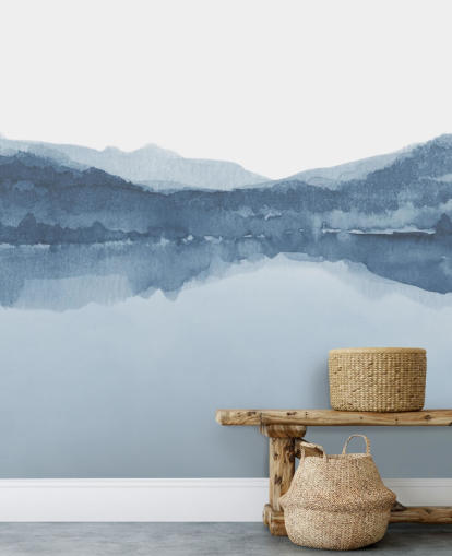 blaue See- und Bergetapete blaue See- und Bergetapete