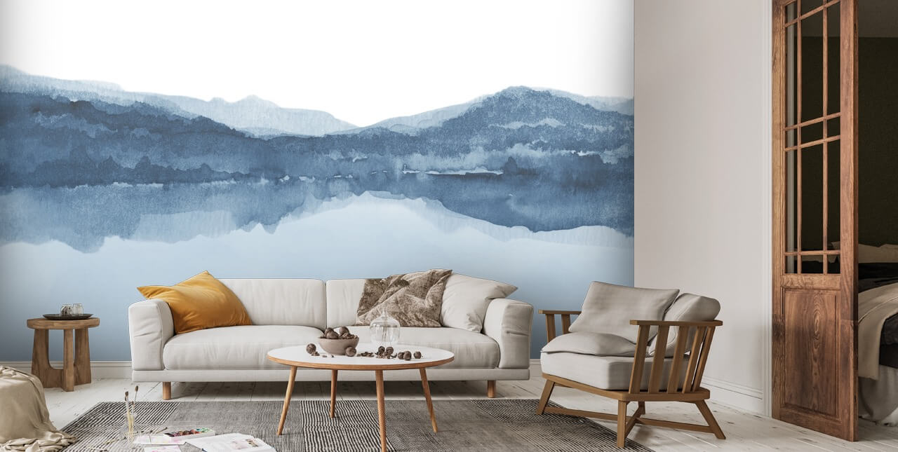 Shades of Blue Scenery Wallpaper Wallsauce UK